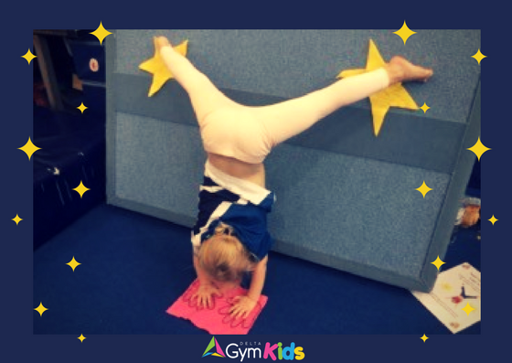 Kids gymnastics - learning handstands - Delta Gymnastics Brisbane, Gold Coast & Barron Valley